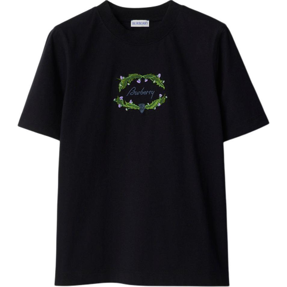 (Women) Burberry  Black Logo Crewneck Short Sleeve T-Shirt. 80979101