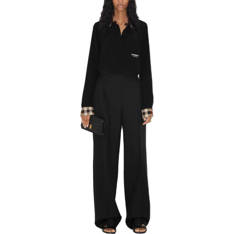 (Women) Burberry  Black Logo Print Single-Breasted Long-Sleeve Shirt 80718811 圖 3