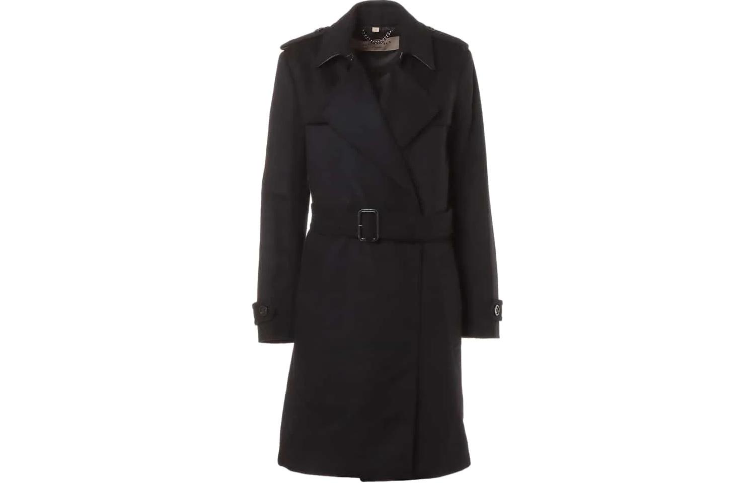 (Women) Burberry  Black Long-Sleeve Mid-Length Belted Coat. 80220491