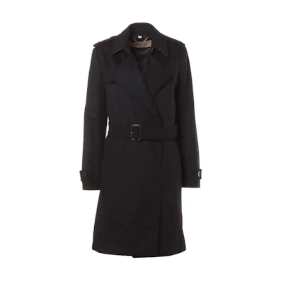 (Women) Burberry Black Long-Sleeve Mid-Length Belted Coat. 80220491