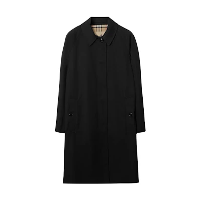 (Women) Burberry Black Long Sleeve Mid-Length Solid Button-Up Coat 80793981