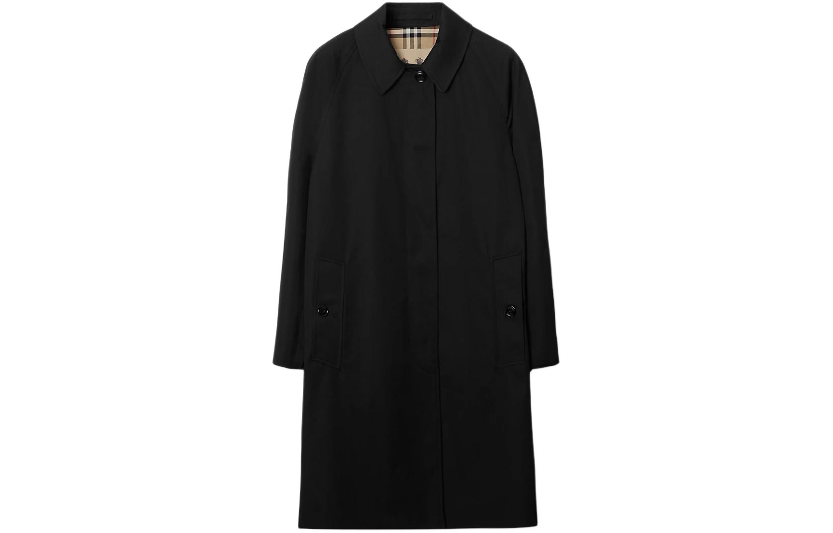 (Women) Burberry  Black Long Sleeve Mid-Length Solid Button-Up Coat 80793981 圖 2