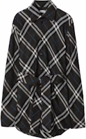 (Women) Burberry Black Long Sleeve Midi Shirt Dress with Check Collar and Belt. 80941531 (Women) Burberry Black Long Sleeve Midi Shirt Dress with Check Collar and Belt. 80941531