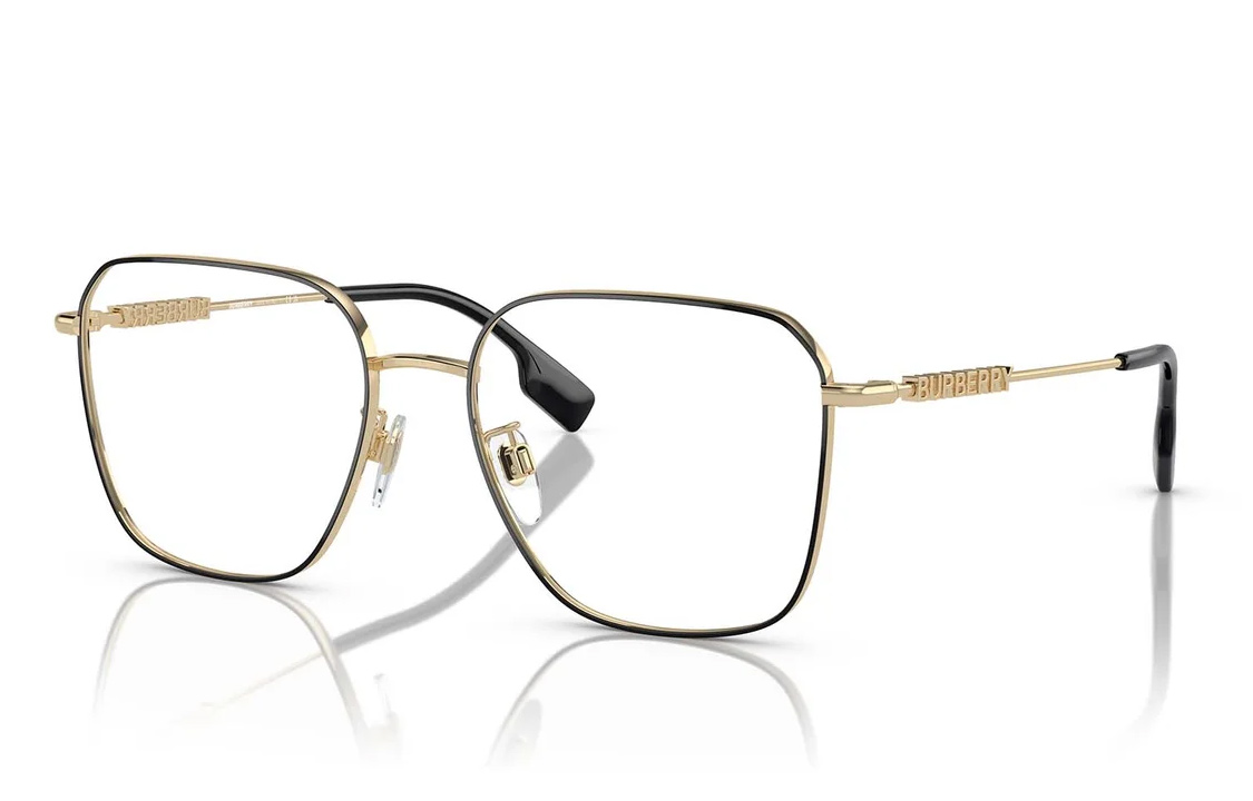 Order (Women) Burberry  Black Metallic Square Optical Eyeglasses with Logo Temples. 0BE1382D1326