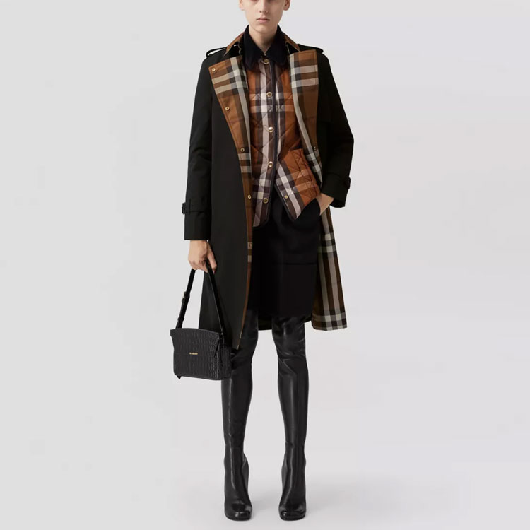 Lookbook (W) 博柏利黑色中长款风衣带经典格纹内衬 80607391