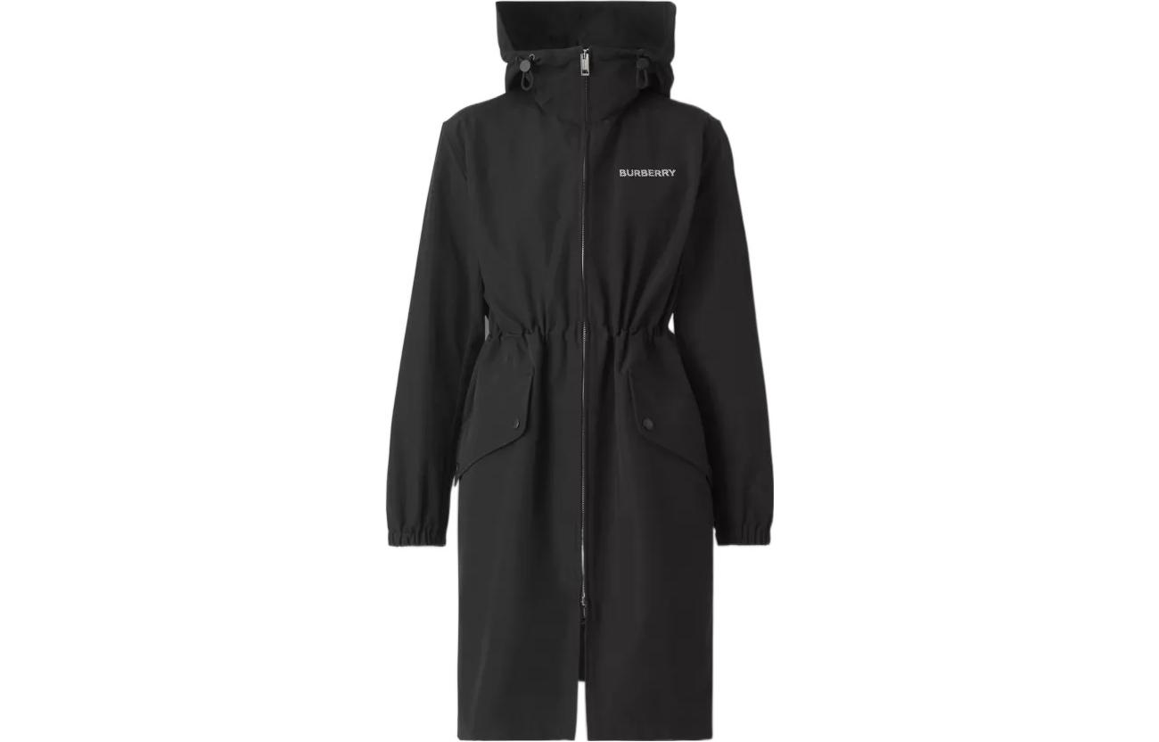 (Women) Burberry  Black Monogram Print Cotton-Blend Mid-Length Trench Coat 80560571