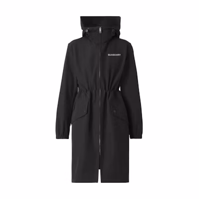 (Women) Burberry Black Monogram Print Cotton-Blend Mid-Length Trench Coat 80560571