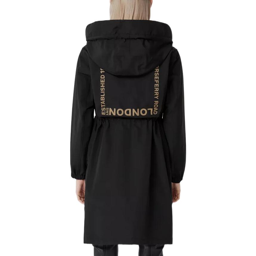 Purchase (Women) Burberry  Black Monogram Print Cotton-Blend Mid-Length Trench Coat 80560571