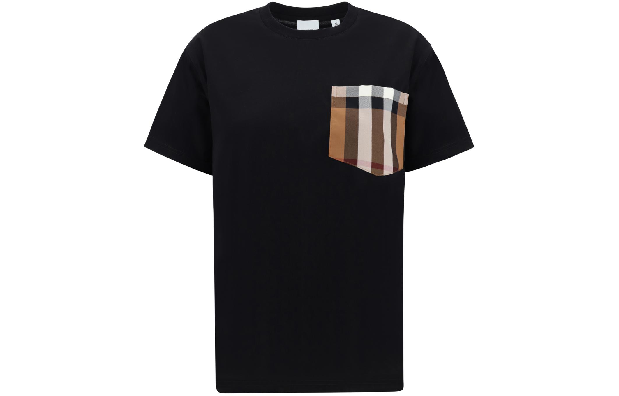 (Women) Burberry  Black Plaid Pocket Loose Fit Crew Neck T-Shirt. 80803231 圖 2