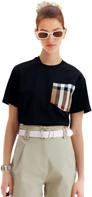 (W) Burberry Baju-T Leher Bulat Hitam Corak Kotak Longgar. 80803231 Purchase (W) Burberry Baju-T Leher Bulat Hitam Corak Kotak Longgar. 80803231