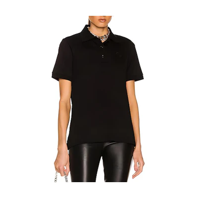 (Women) Burberry Black Polo Shirt with Solid Color and Logo Embroidery. 80652271