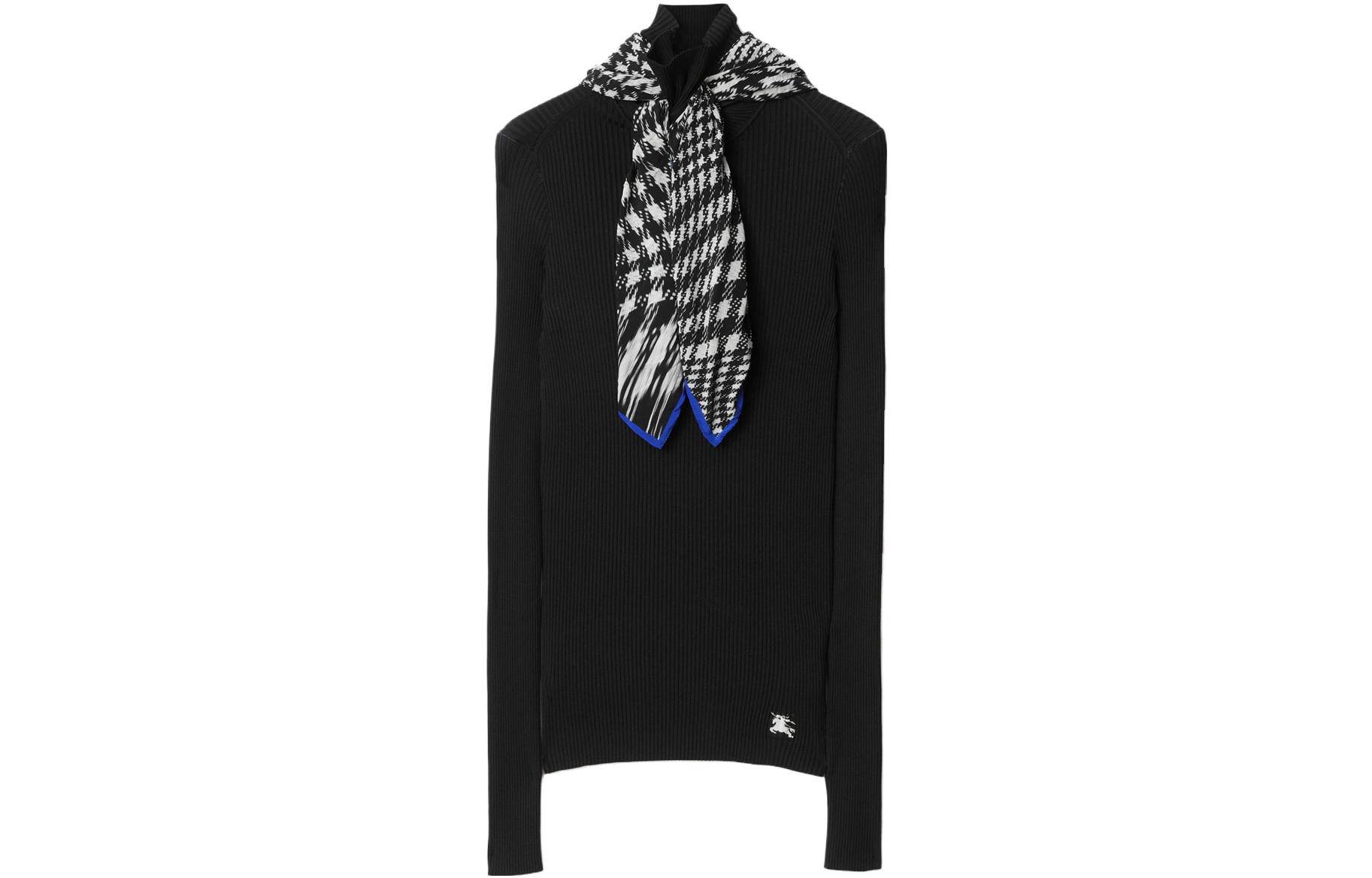 Order (W) Burberry Baju Sejuk Hitam Knit dengan Perincian Selendang. 80811691