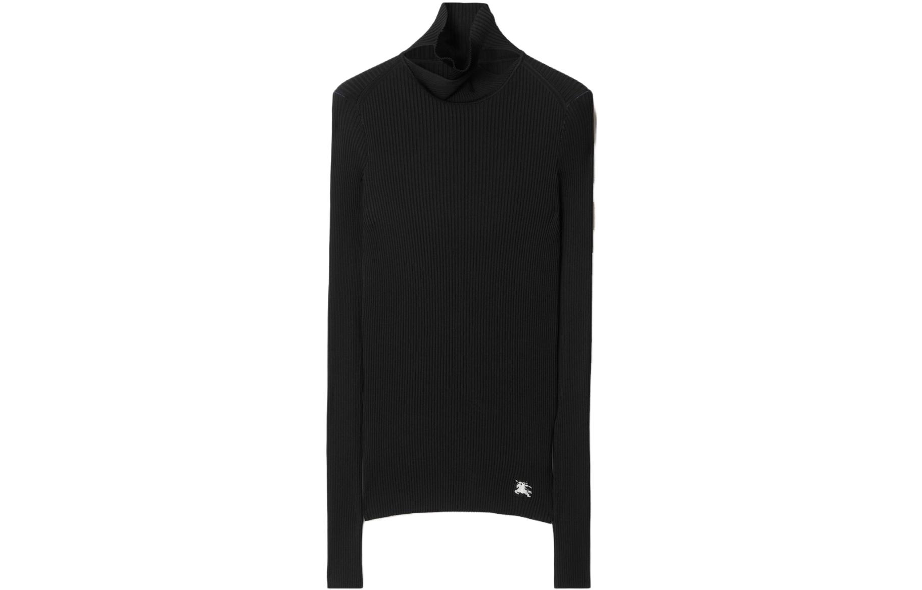 Lookbook (W) Burberry Baju Sejuk Hitam Knit dengan Perincian Selendang. 80811691