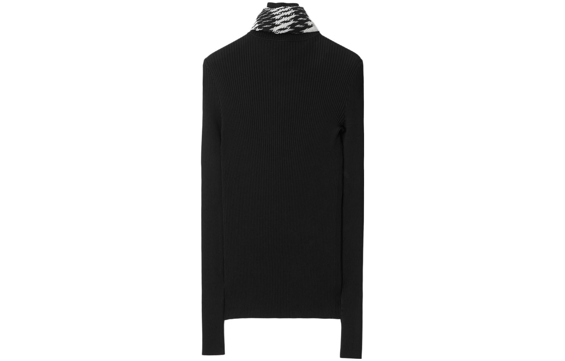 Shop (W) Burberry Baju Sejuk Hitam Knit dengan Perincian Selendang. 80811691