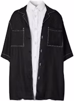 (Women) Burberry Black Short-Sleeve Shirt with Stitch Detail and Button Closure. 45645281 (Women) Burberry Black Short-Sleeve Shirt with Stitch Detail and Button Closure. 45645281