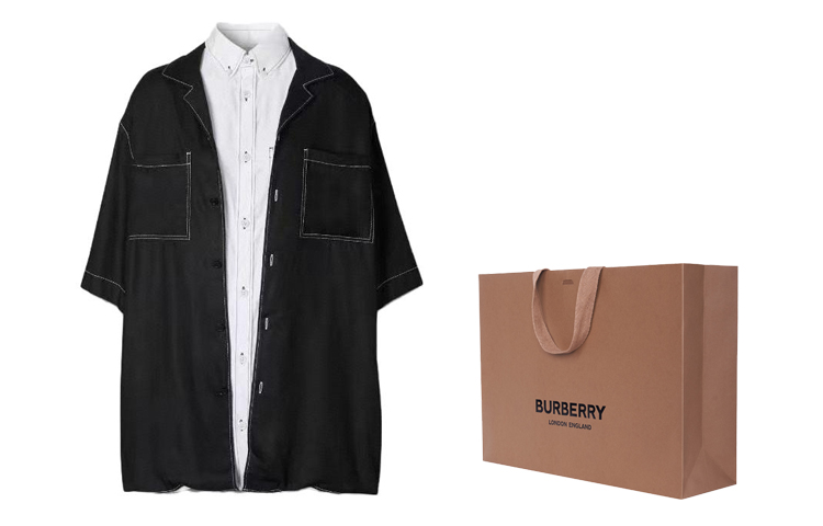 (Women) Burberry  Black Short-Sleeve Shirt with Stitch Detail and Button Closure. 45645281 圖 2