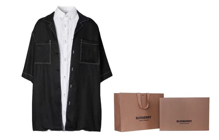 (Women) Burberry  Black Short-Sleeve Shirt with Stitch Detail and Button Closure. 45645281 圖 5