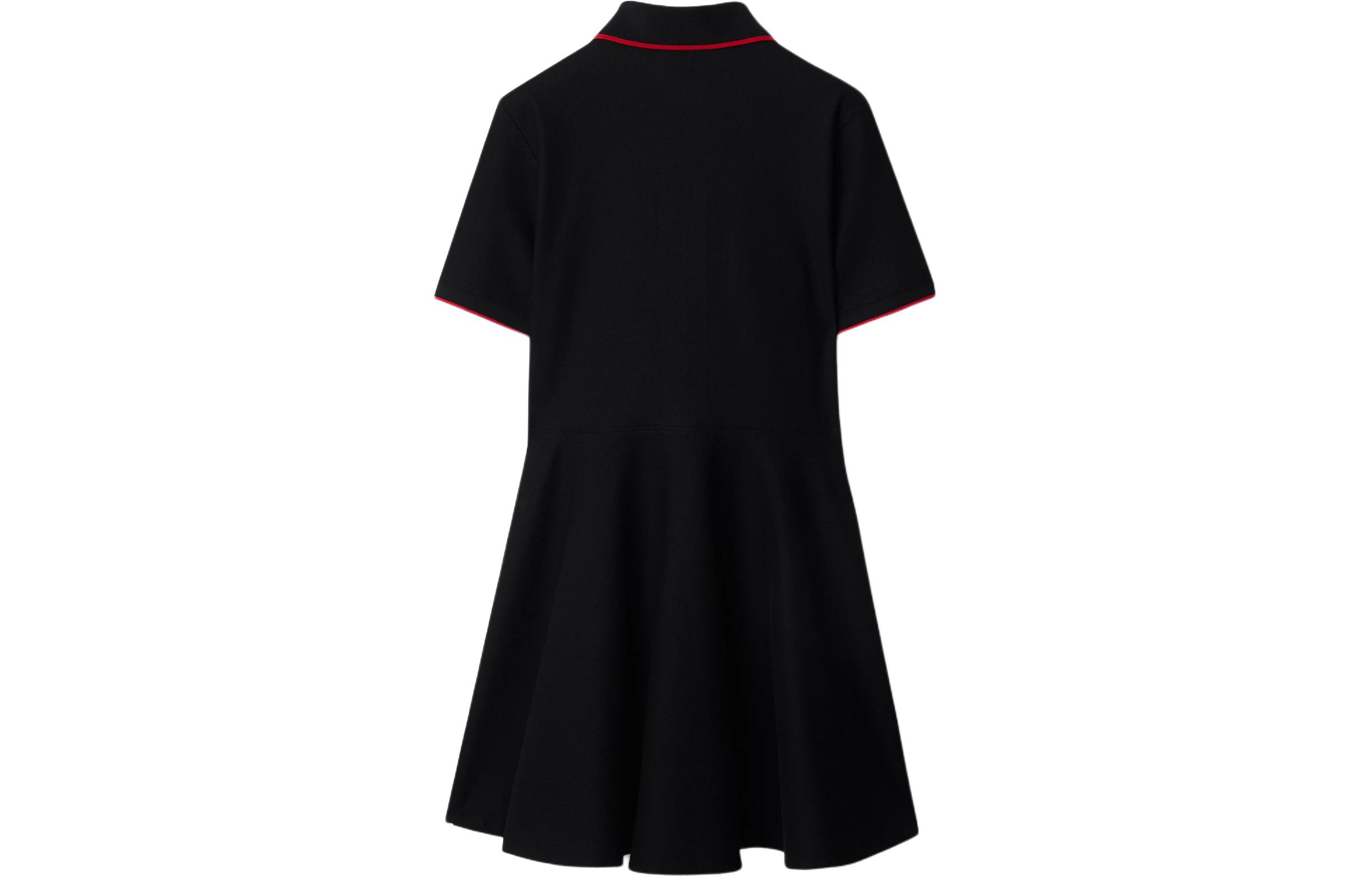 Lookbook (W) Vestido Burberry Negro Manga Corta con Cremallera y Detalle de Rayas. 80844171