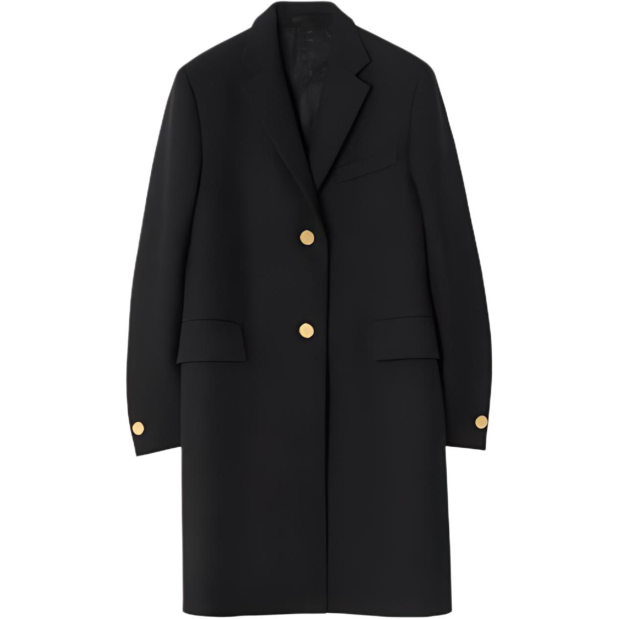 (Women) Burberry  Black Single-Breasted Mid-Length Coat. 80710281