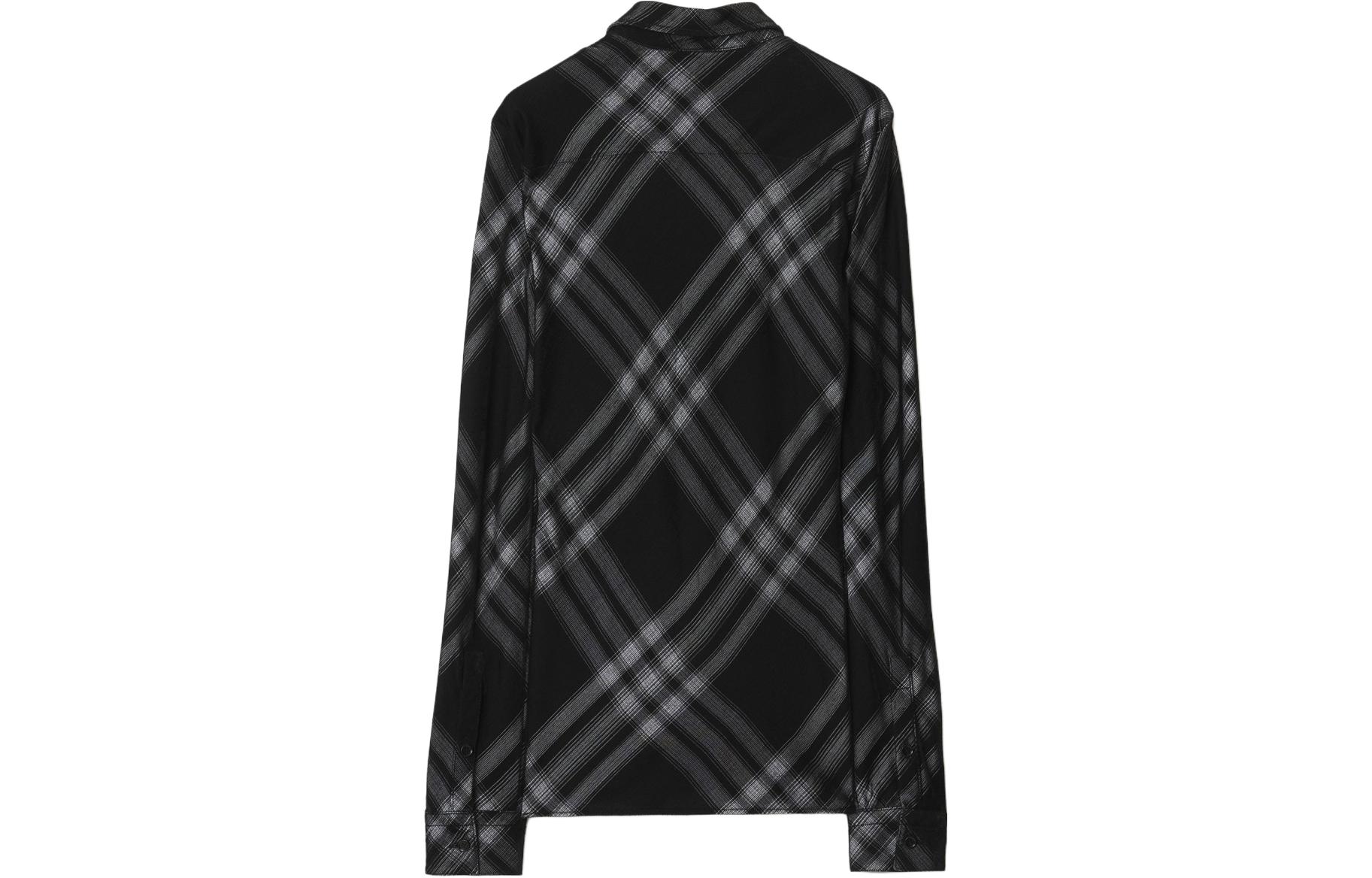 (Women) Burberry  Black Slim-Fit Check Long-Sleeve Shirt with Pointed Collar 80829041 圖 3