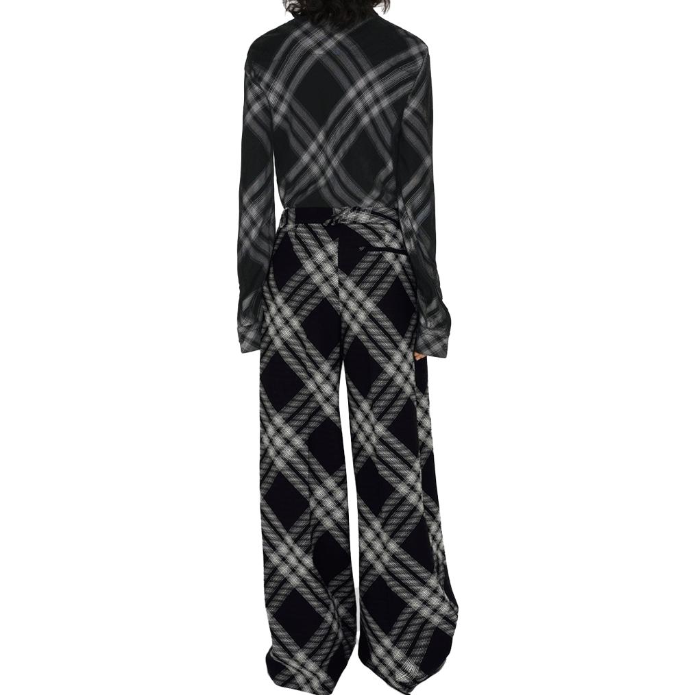 (Women) Burberry  Black Slim-Fit Check Long-Sleeve Shirt with Pointed Collar 80829041 圖 5