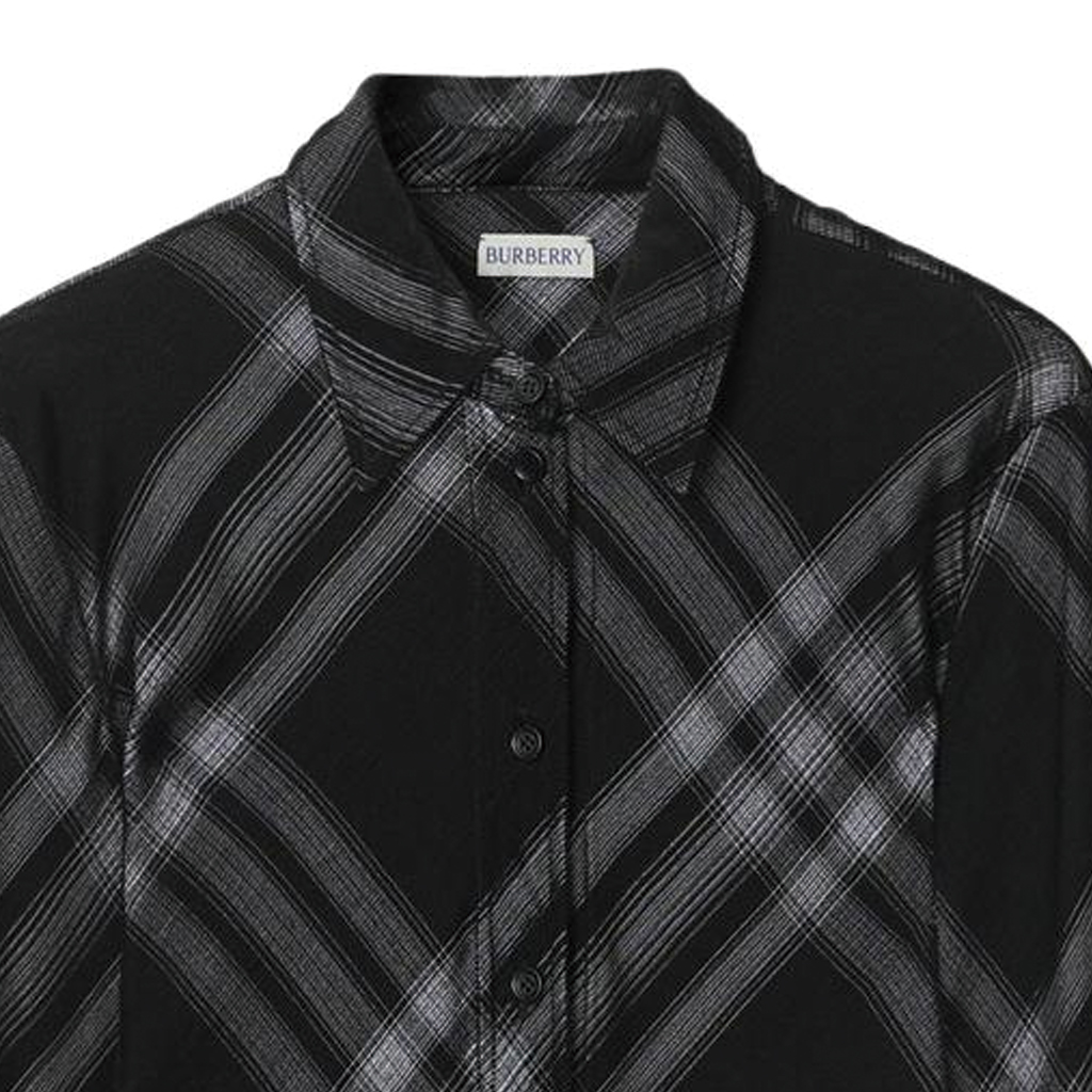 (Women) Burberry  Black Slim-Fit Check Long-Sleeve Shirt with Pointed Collar 80829041 圖 7