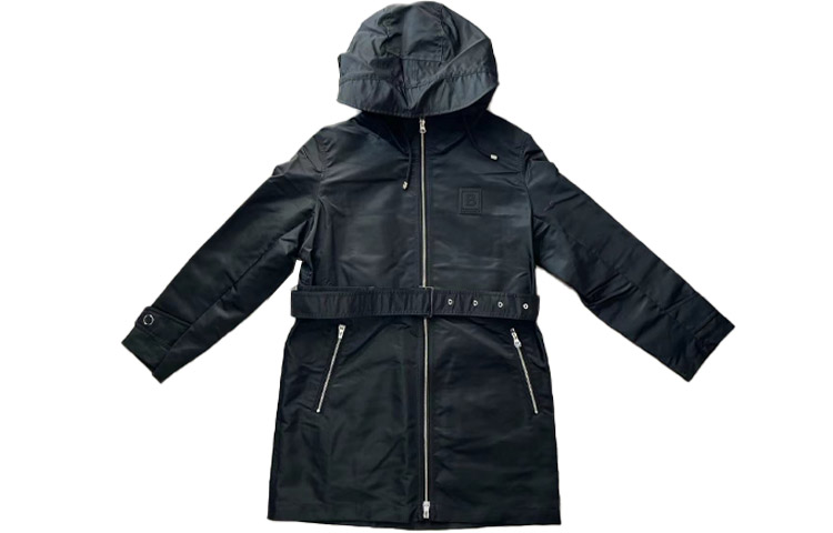 (Women) Burberry  Black Solid Color Hooded Zip-Up Long-Sleeve Casual Jacket 80721011