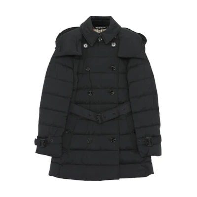 (Women) Burberry Black Solid Color Hooded Zip Long Sleeve Jacket Coat. 80963661