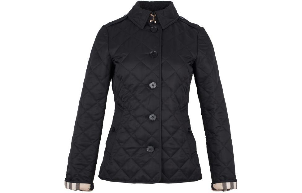 (Women) Burberry  Black Solid Cotton Jacket with Turn-down Collar and Long Sleeves 80658711
