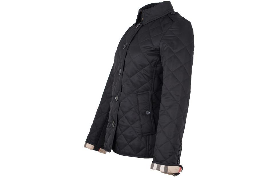 Shop (W) 버버리 블랙 솔리드 코튼 자켓 턴다운 칼라 롱 슬리브 80658711