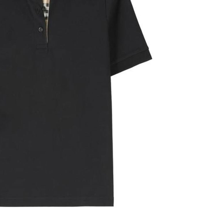 Details for (Women) Burberry  Black Solid Polo Shirt Short Sleeve with Button Collar. 80668981