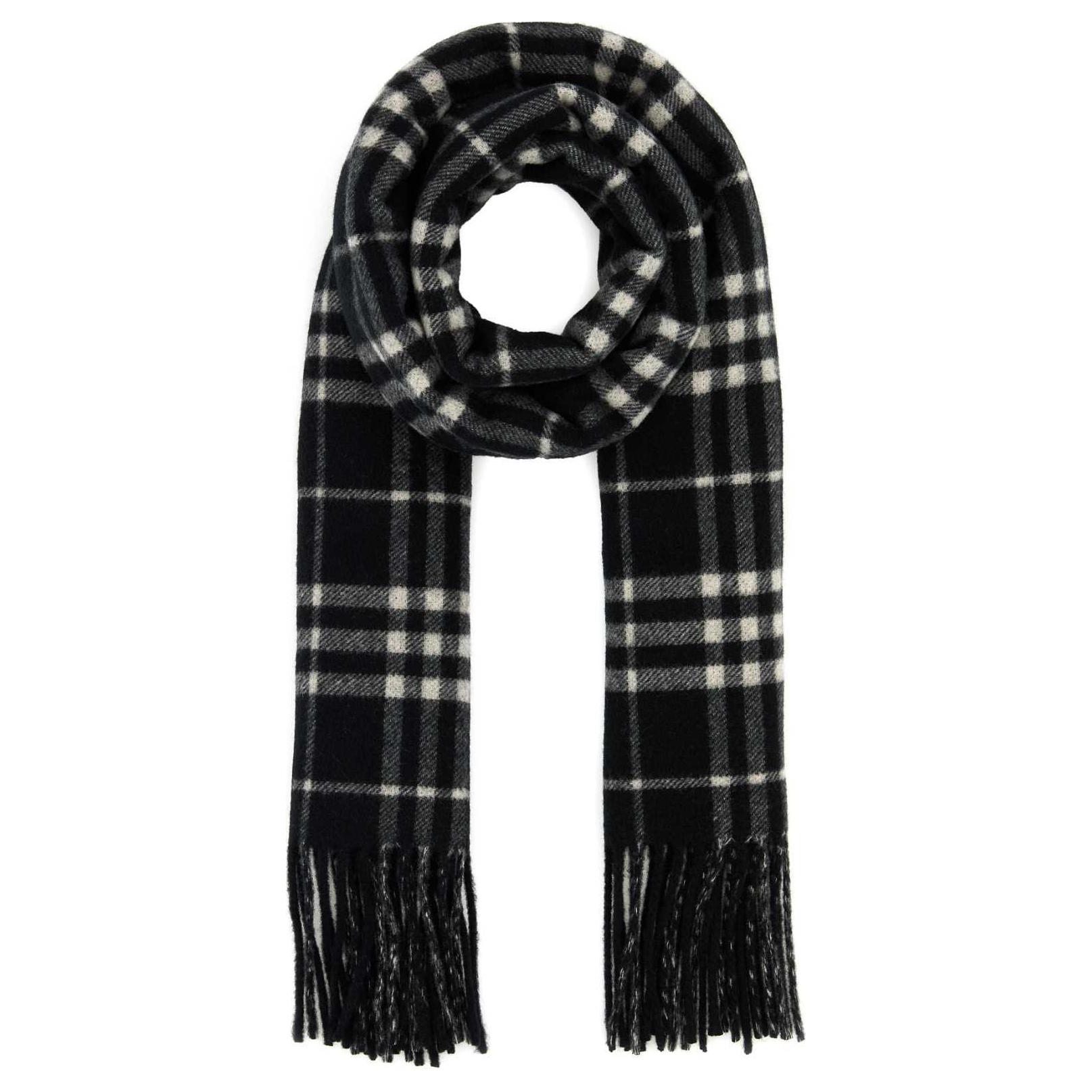 (Women) Burberry  Black Stripe-Trim Cashmere Scarf 8099639C1343