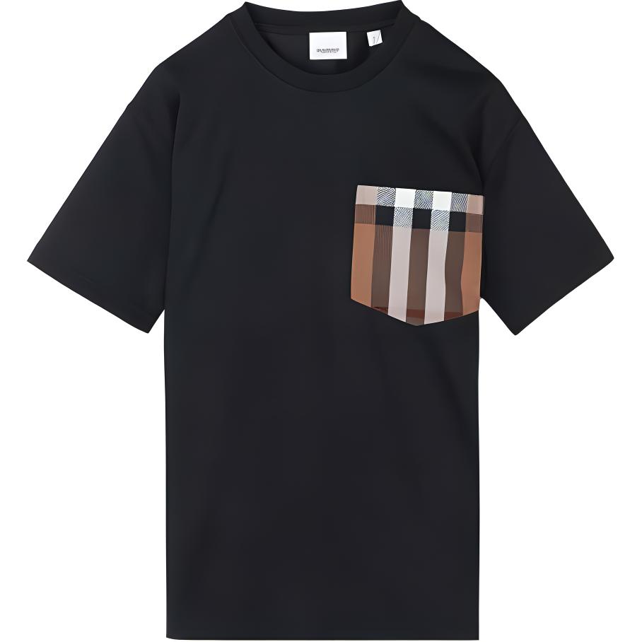 (Women) Burberry  Black Stripe Print Pocket Short Sleeve Casual T-Shirt 80730301