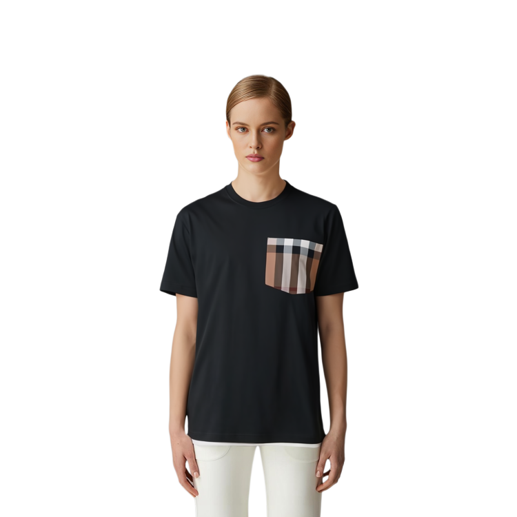 (Women) Burberry  Black Stripe Print Pocket Short Sleeve Casual T-Shirt 80730301 圖 6