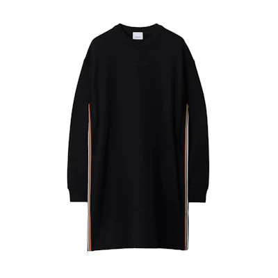 (Women) Burberry Black Striped Logo Embroidered Long Sleeve Dress 80844341