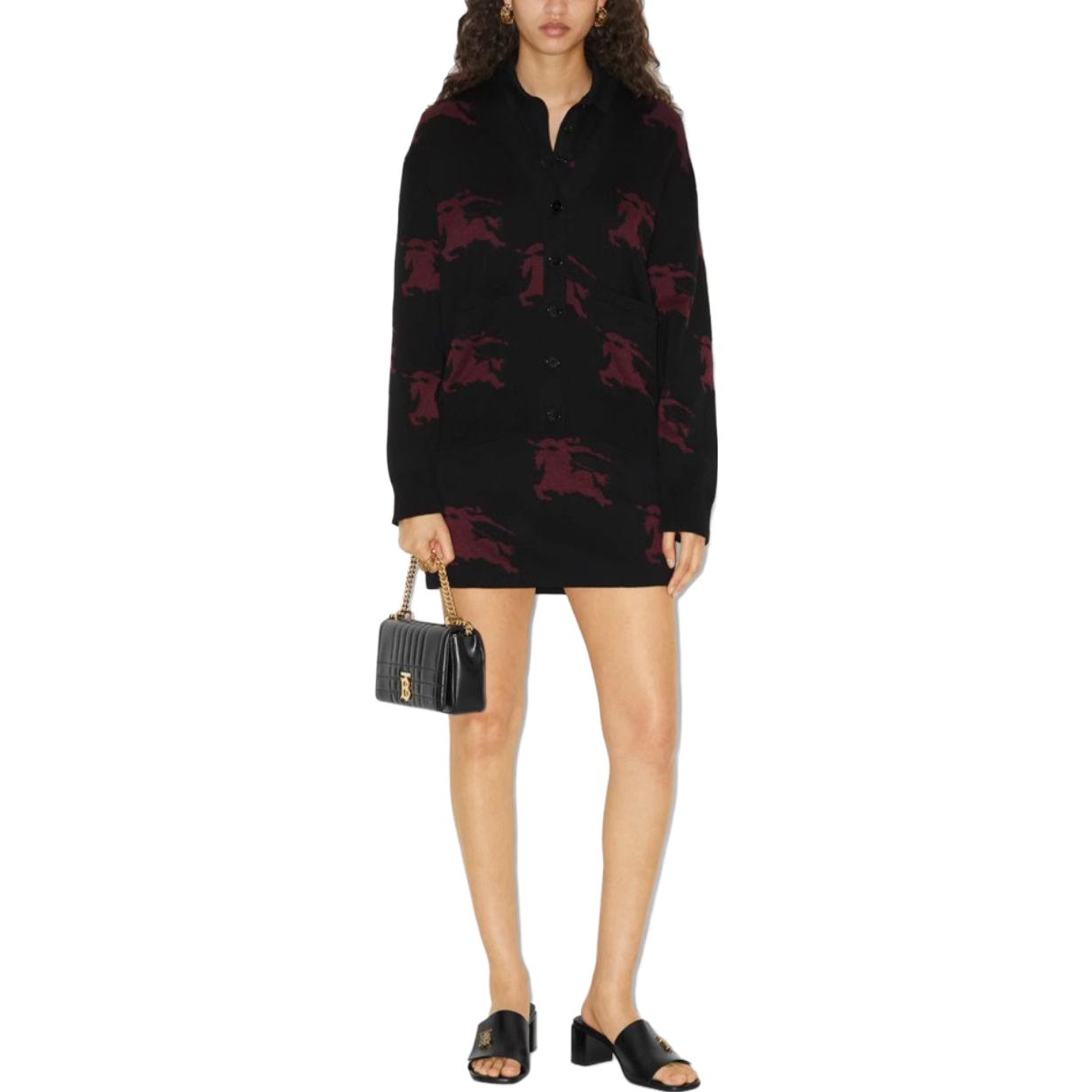 Lookbook (Women) Burberry  Black V-Neck Loose Fit Long Sleeve Cardigan Sweater 80718591