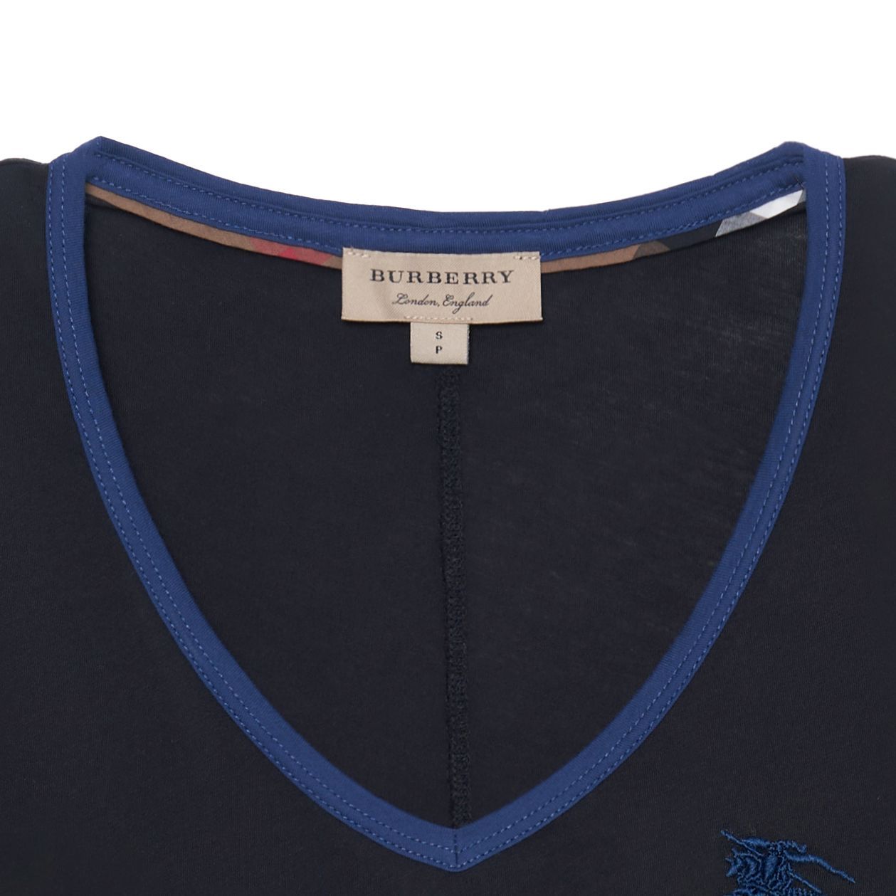 (Women) Burberry  Black V-Neck T-Shirt with Embroidered Horse Logo. 80355991 圖 4