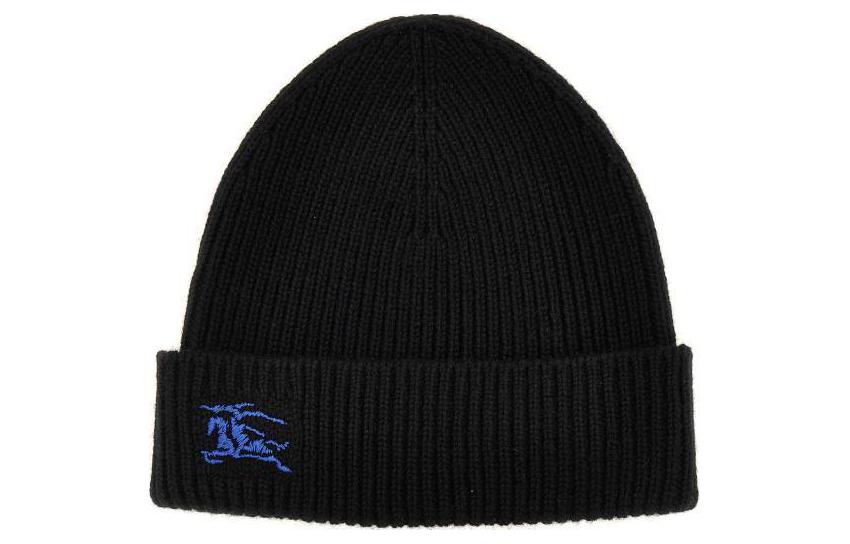 (Women) Burberry  Black Wool Knit Beanie with Embroidered Logo. 8078809BLACK