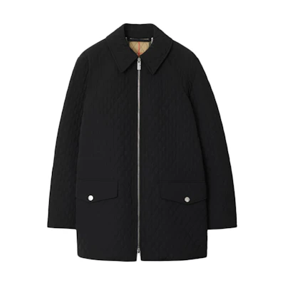 (Women) Burberry Black Zip-Up Collar Long-Sleeve Mid-Length Jacket. 80938651