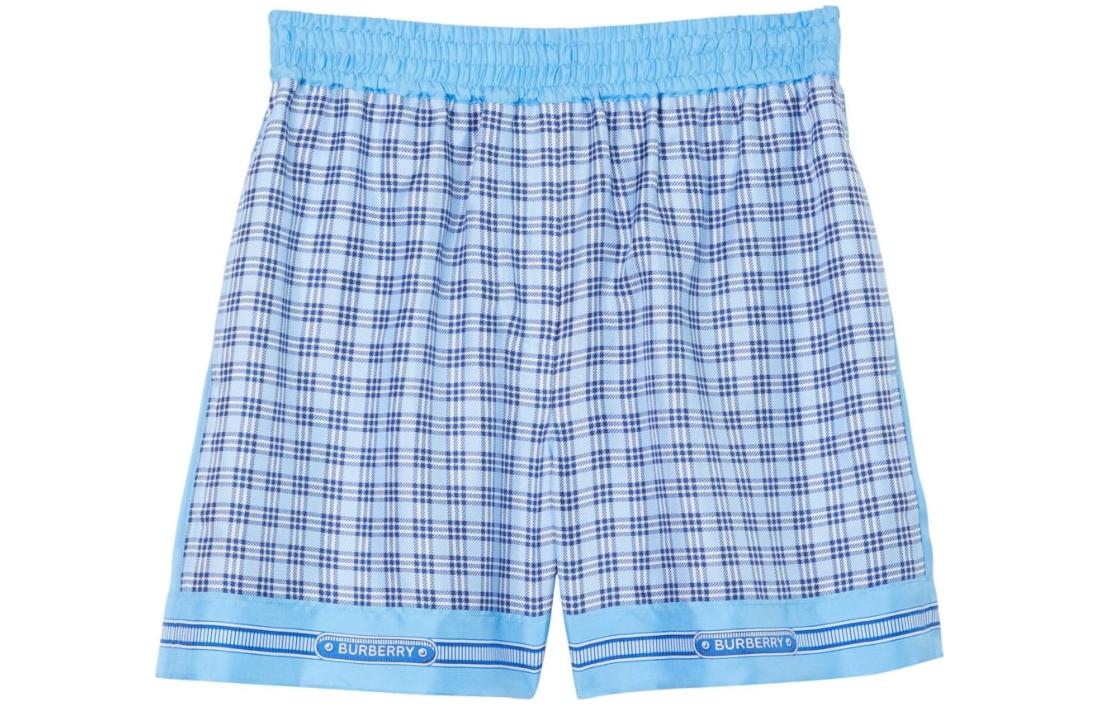 (Women) Burberry  Blue Check Print Straight-Leg Casual Shorts. 80696511 圖 2