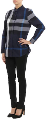 (Women) Burberry Blue Checkered Long-Sleeve Button-Up Shirt 40177141 Lookbook (Women) Burberry Blue Checkered Long-Sleeve Button-Up Shirt 40177141