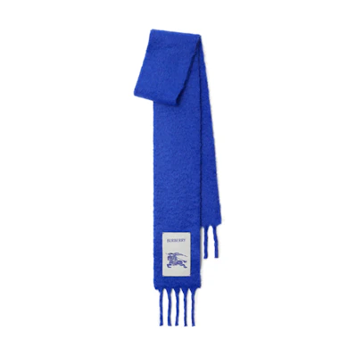 (Women) Burberry Blue Logo Fringe Woolen Scarf 80796441