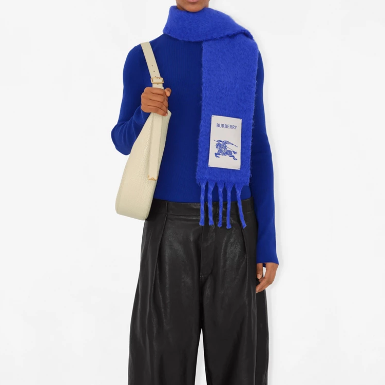 (Women) Burberry  Blue Logo Fringe Woolen Scarf 80796441 圖 4