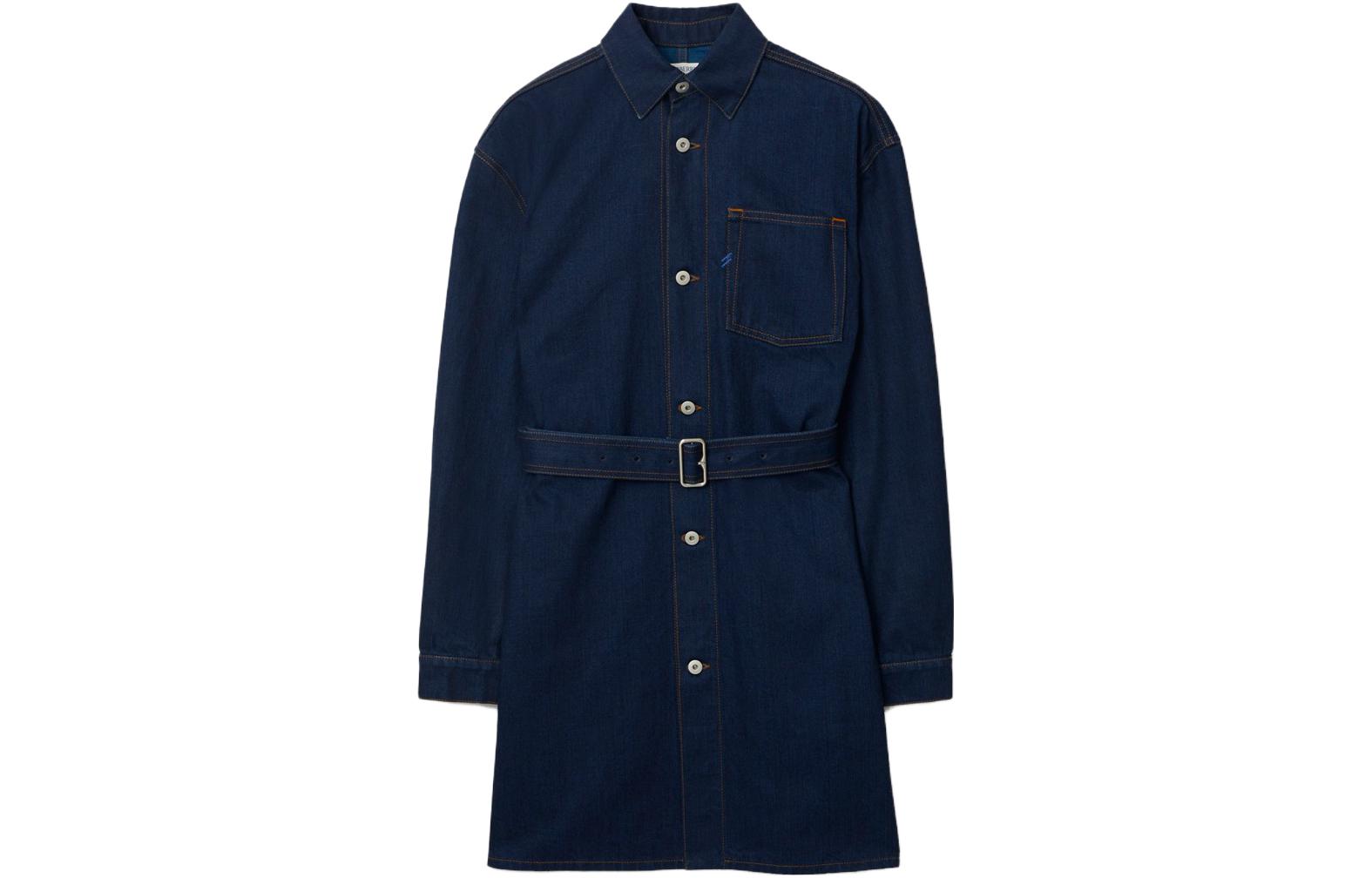 (Women) Burberry  Blue Long-Sleeve Solid Color Button-Front Dress 80823081