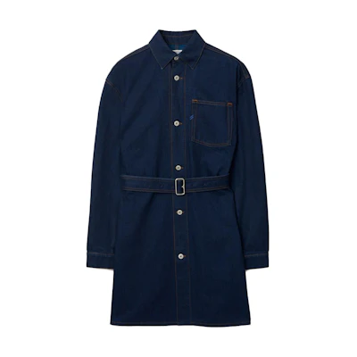 (Women) Burberry Blue Long-Sleeve Solid Color Button-Front Dress 80823081