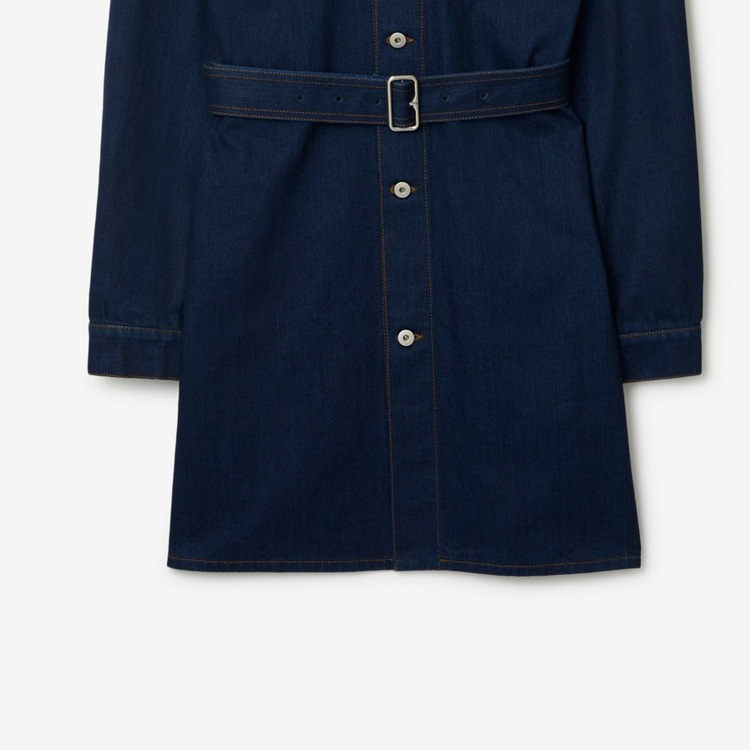 Cheap (W) Burberry Vestido Azul Manga Larga Color Liso con Botones Frente 80823081