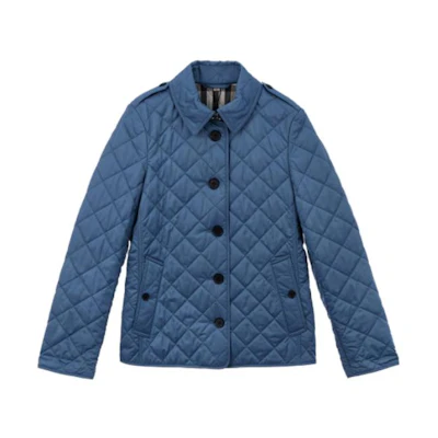 (Women) Burberry Blue Plaid Single-Breasted Collared Jacket. 80389141
