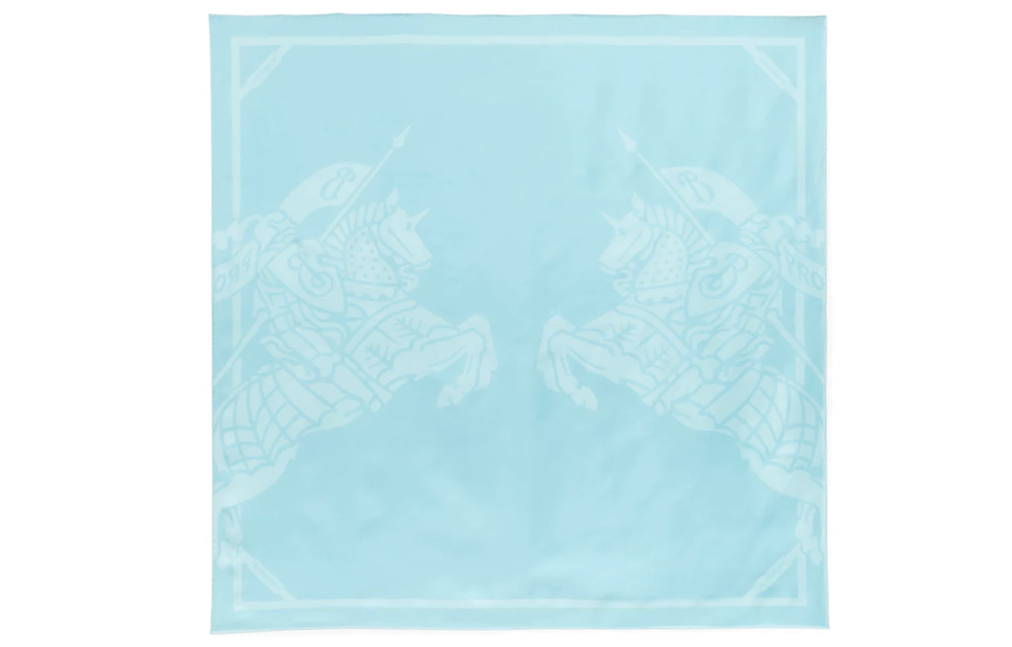 (Women) Burberry  Blue Silk Scarf with Equestrian Knight Print. 80710781