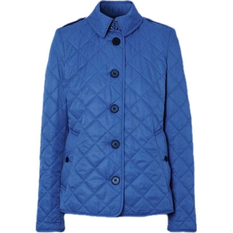 (Women) Burberry  Blue Single-Breasted Cotton Jacket with Collar. 80683631