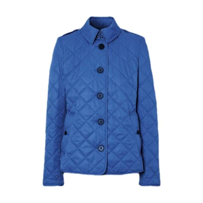 (Women) Burberry Blue Single-Breasted Cotton Jacket with Collar. 80683631